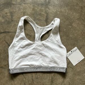 Calvin Klein White and Gray Logo Bra